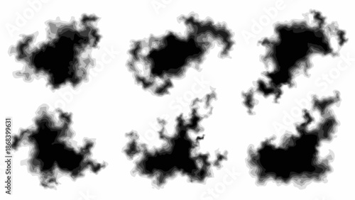 Abstract black shapes on white background for graphic design elements