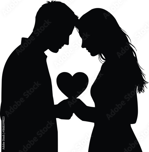 Holding Hands Close-Up Black Silhouette Vector Illustration