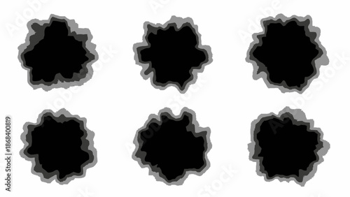 Abstract illustration of multiple dark spots with irregular edges against white