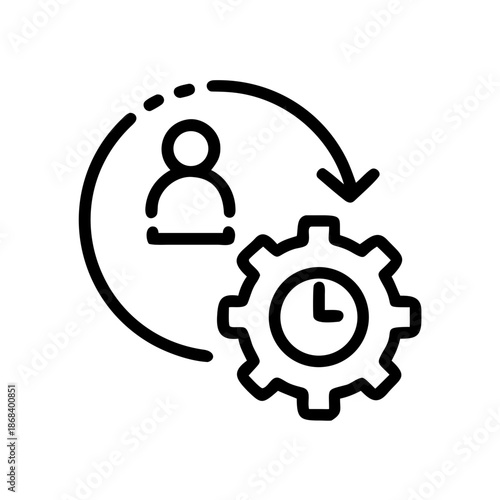 Service in progress line icon, black outline ongoing service and workflow symbol