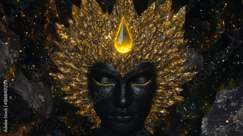 Ayahuasca compilation with shamanic meditation, palette of earthy greens, warm amber, and deep brown, mystical spiritual artwork, AI generated