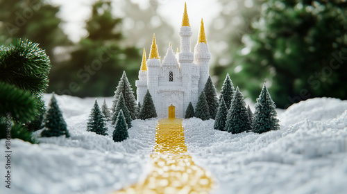 Wallpaper Mural Yellow brick road, palette of frosty white, ruby red, and emerald green, festive magical holiday design Torontodigital.ca