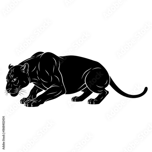 Elegant Black Panther Stalking Prey in the Shadows, Ready to Pounce.