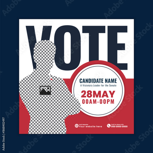 Political Election Campaign Social Media Post  and Square Web Banner Template