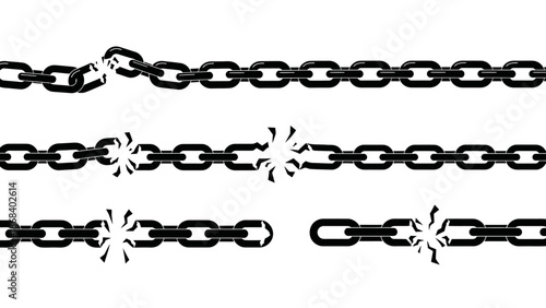 Broken chains isolated graphic showing severance and disconnect concepts