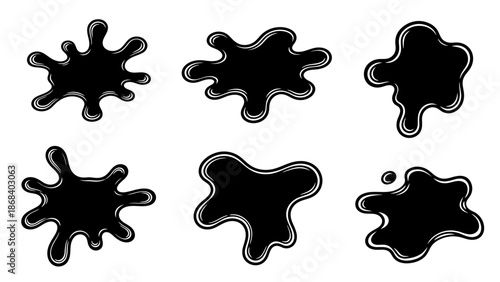 Black ink blots vector set isolated on white background for design