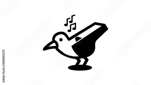Bird Whistle symbo l,black isolated silhouette