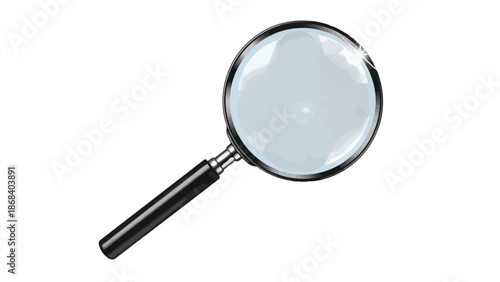 Minimalist magnifying glass illustration isolated on transparent background, Vector