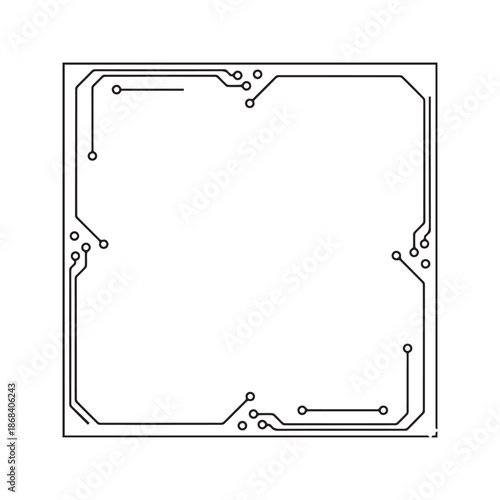 Printed circuit board frame border vector illustration with blank copy space for text isolated on white background
