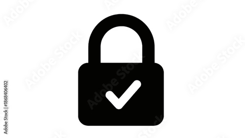 Secure lock with checkmark icon isolated on transparent background, Vector