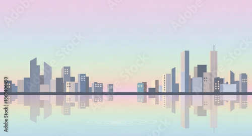 city skyline at sunset