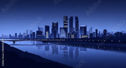 city skyline at night