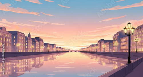 sunset over the river