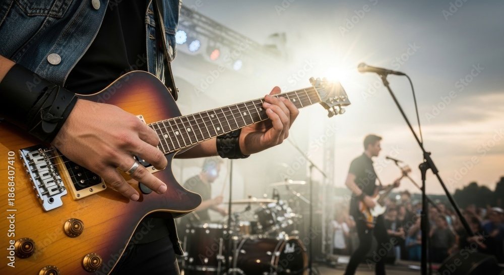 Obraz premium Guitarist Performing Live on Stage Concert.