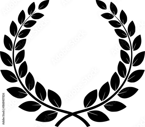 Laurel Leaf Silhouette – Black Vector Illustration, Laurel Wreath, Symbol of Victory, Honor, Achievement, Award, Celebration, Clipart, Editable Vector Design.