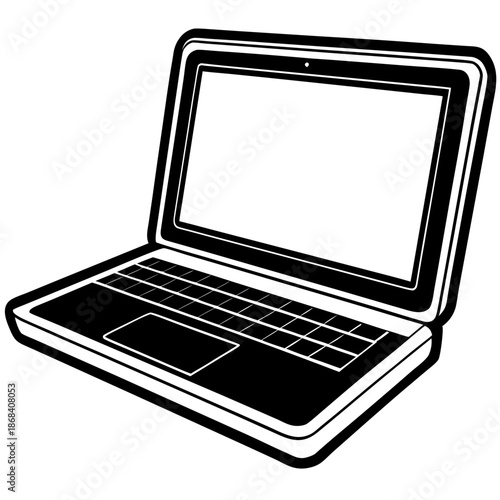 Open laptop displaying blank screen