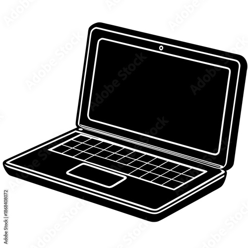 Open laptop displaying dark screen