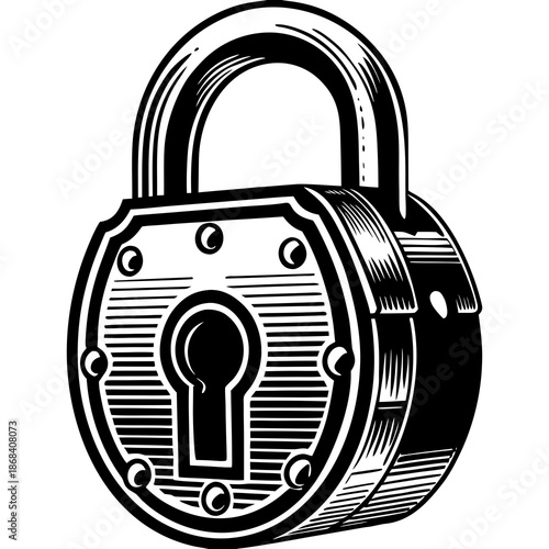 Vintage padlock with keyhole