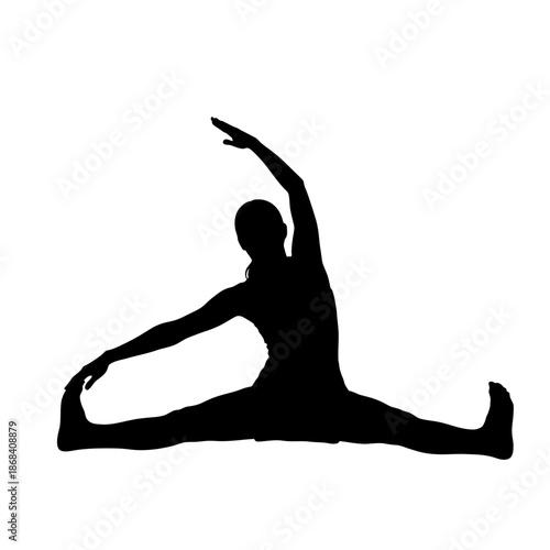 Silhouette of a person stretching in a yoga pose.