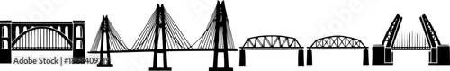 Illustrated bridges in a line, perfect for architectural or design projects
