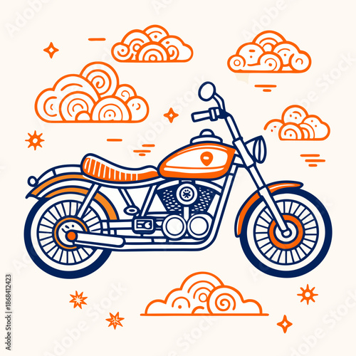 Motorcycle in cloudy sky