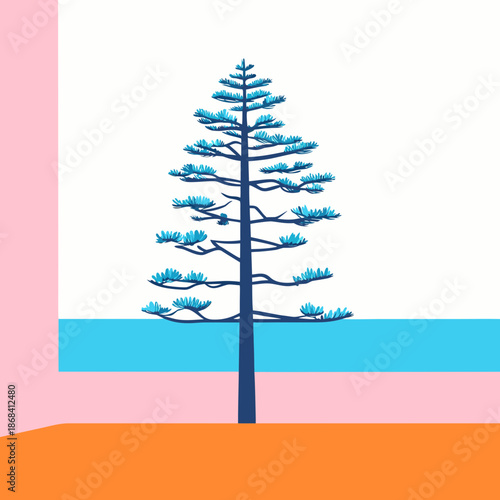 Illustrated tree with colorful background
