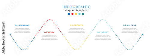 Modern Infographic template for business. Timeline diagram design. Timeline infographic design with 5 options or steps. vector illustration.