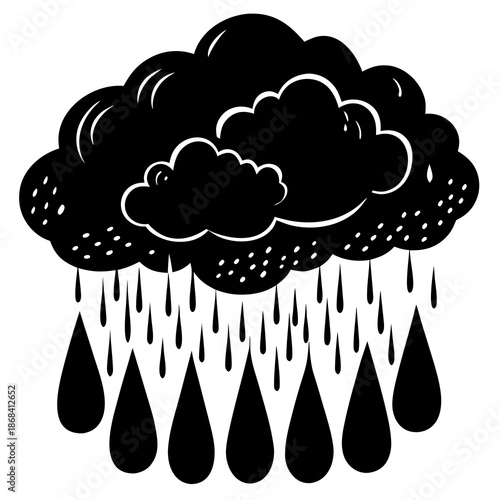 Dark clouds pouring rain