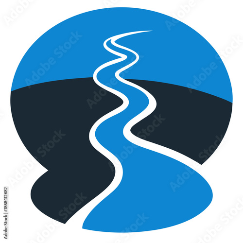 Blue river flowing through mountains