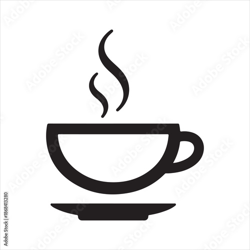Coffee cup vector icon with steam line, Tea cup outline vector illustration 