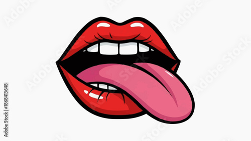 Cartoon lips and tongue sticking out in playful gesture