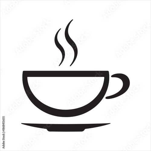 Coffee cup vector icon with steam line, Tea cup outline vector illustration 