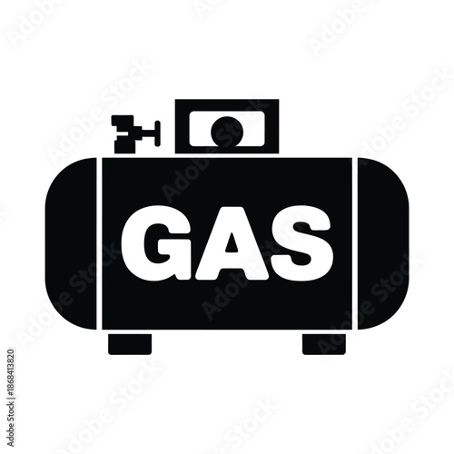 Black and white gas tank icon with valve and gauge