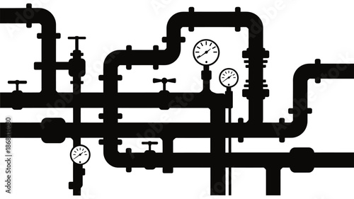 Industrial pipeline system with gauges and valves