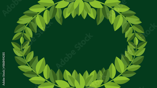 Green Laurel Wreath Frame with Copy Space for Text and Decorative Elements in an Elegant Design