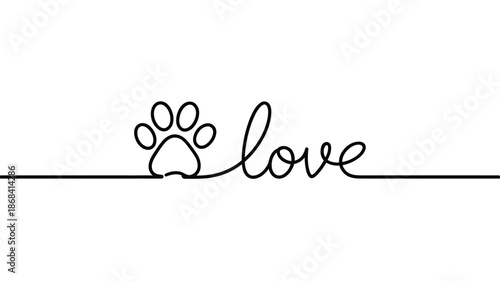 Paw print heart love symbol for animal affection