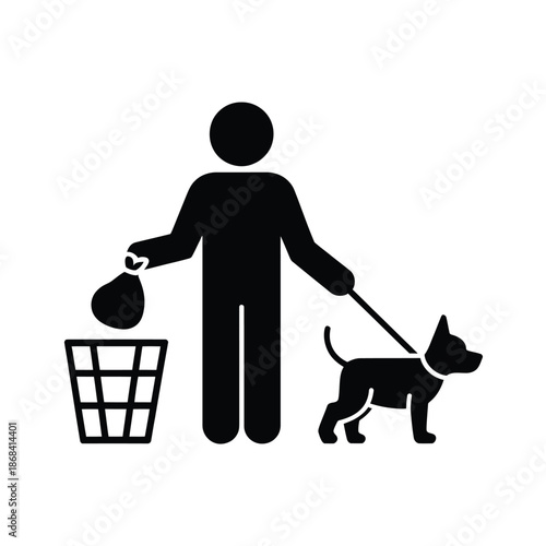 Person picking up dog waste in trash can