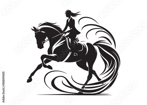 equestrian logo silhouette vector, horse equestrian logo design illustration, jumping horse racing logo vector silhouette, jumping horseman logo vector silhouette on white background