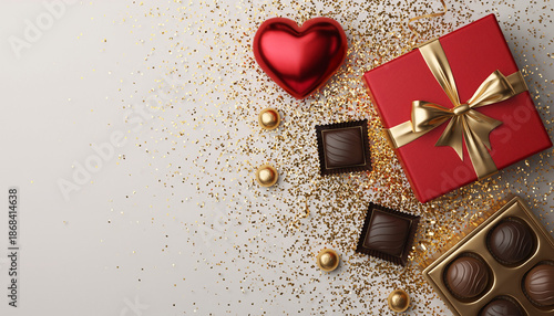 heart shaped box with chocolate