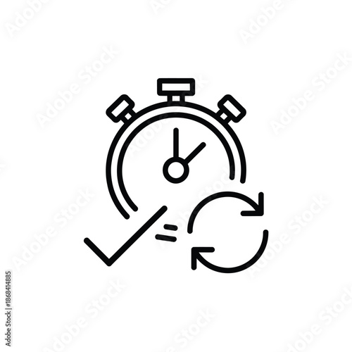 Stopwatch timer with repeat and checkmark icon for time management and productivity