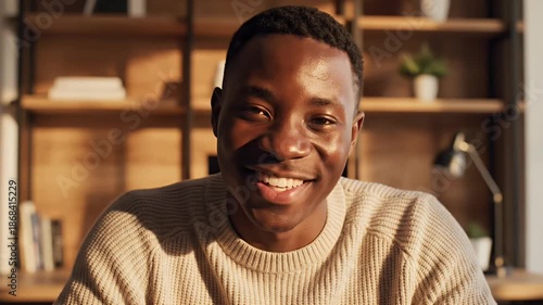 Smiling African American Man Portrait Close Up Happy Black Male Professional Business Lifestyle Interview Talking Confidently Success Motivation Positive Energy Stock Video Footage