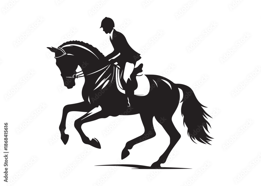 Fototapeta premium equestrian logo silhouette vector, horse equestrian logo design illustration, jumping horse racing logo vector silhouette, jumping horseman logo vector silhouette on white background