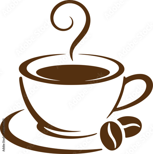 Coffee mug and tea cup vector icon . Black silhouette collection with steam and heart symbols for cafe logo, coffee shop