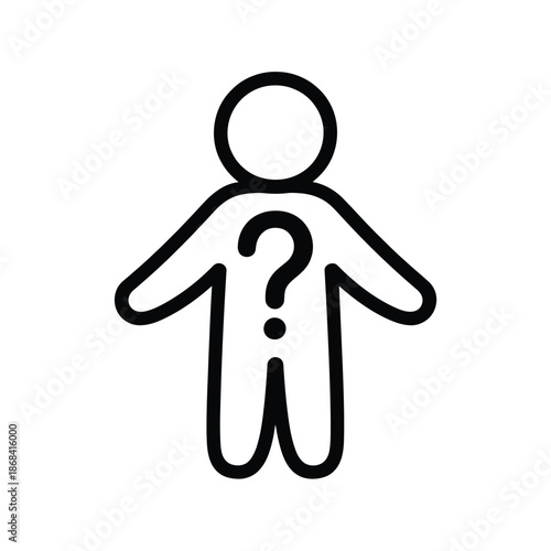 Simple stick figure with question mark on body