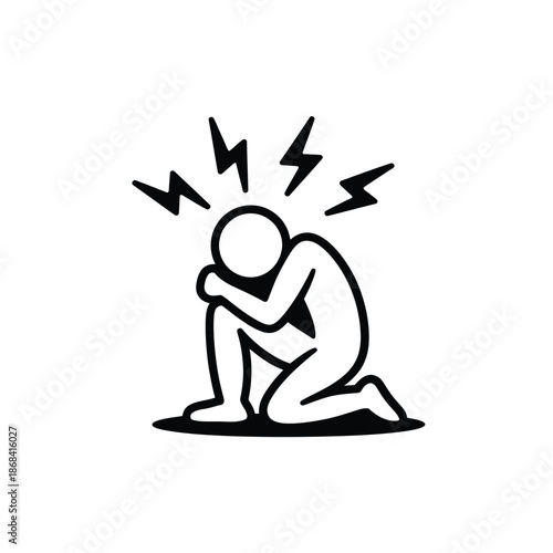 Person experiencing stress and frustration in a kneeling position