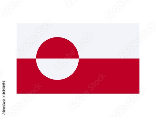Greenland national flag vector icon isolated on white background. Official colors and circle image, front view. Simple minimalist flat design. Clipart sign for Greenlandic events and news design.