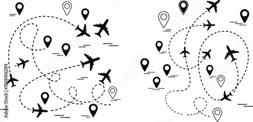 Airplane Route Map Illustration