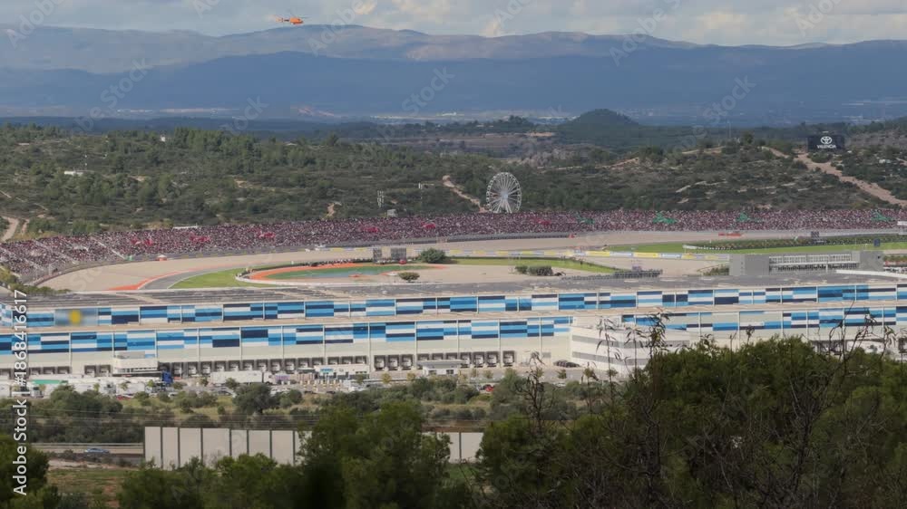 custom made wallpaper toronto digitalPanoramic race track with crowd, mountains and ferris wheel