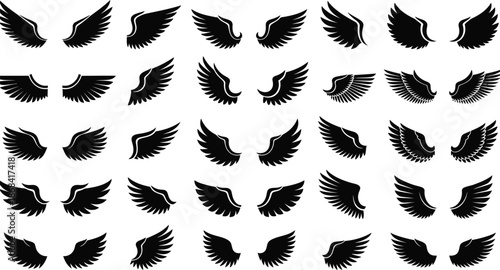 Black Wing Symbols for Design and Decoration