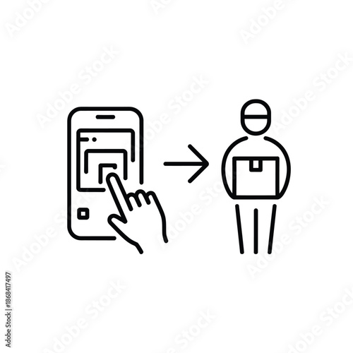 Mobile payment and delivery concept with hand and person